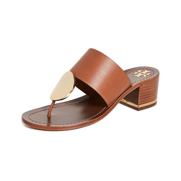 Tory Burch PATOS DISK 45MM SANDAL Mou Brown Gold STUNNING AND COMFORTABLE! - Picture 10 of 10
